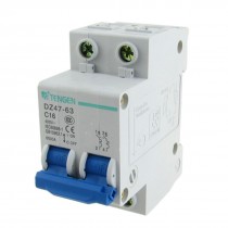 AC 400V 16A 2 Pole 2P Miniature Circuit Breaker 6000A Breaking Capacity