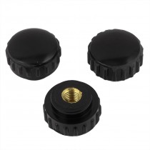 3 Pcs Black Plastic 5mm Threaded 22mm Head Dia Round Clamping Knob