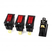 AC 250V 15A 125V 20A Red Lamp SPST 3pin Snap in Rocker Boat Switch 4pcs