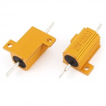 2pcs 25W 120 Ohm 5 Axial Wirewound Aluminum Clad Resistor Gold Tone