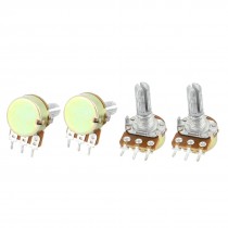 4 Pcs B5K 5K Ohm 13mm Rotating Shaft 3 Terminals Single Linear Potentiometer