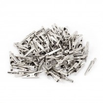 100 Pcs Electric Test Crocodile Alligator Clips Clamps Silver Tone