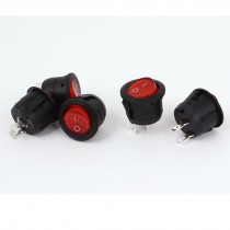 AC 250V 6A 125V 10A SPST 2 Position 2 Pin Red Button Round Rocker Switch 5pcs