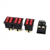 AC 250V 15A 125V 20A Red Lamp 2 SPST on Off 6pin Snap in Rocker Switch 4pcs