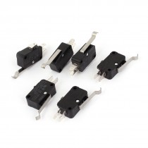 6 Pcs 2 Pin Adjustable Lever Actuator Micro Limit Switch Black AC 250V 125V 15A