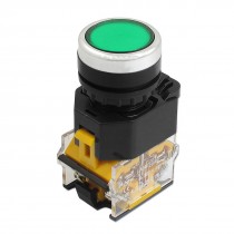 AC 380V 10A 22mm Threaded 1NO 1NC DPST Green Self-Locking Push Button Switch