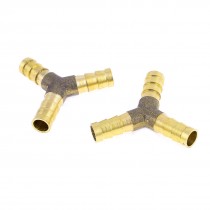 2 Pcs 8mm Mouth Diameter Brass Hose Connector Joiner Y Adapter