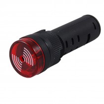 AC 24V Red LED Signal Indicator Light w Alarm Buzzer
