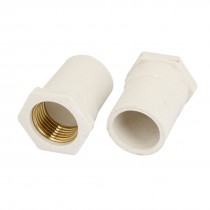 White 1/2" PT Straight Water Hose Pipe Fitting Adapter 2 Pcs