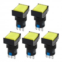 5 x 3P Momentary 1NO 1NC Rectangular Yellow Push Button Switch AC 250V 5A