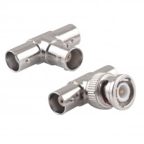 BNC Male to 2 Female Plug RF T Adapter w BNC Female 3 Way Splitter Connector