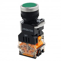 Green Sign Locking Push Button Switch w 24V Lamp Light 1 NO 1 NC 10A 660V AC