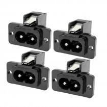 IEC320 C8 Inlet Black 2 Terminals Power Socket AC 250V 7A 4 Pieces