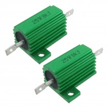 2 Pcs Green Aluminum Housed Wirewound Resistors 25W 8K Ohm 5%