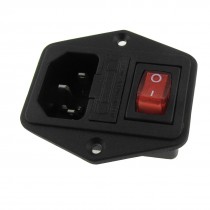 Replacement 3 Pin Fused Power Socket w Switch 10A AC 250V