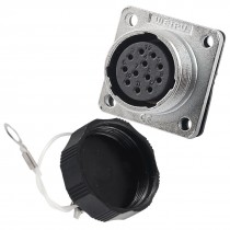 AC 400V 20mm Base 12 Pins Panel Mounting Aviation Connector Socket