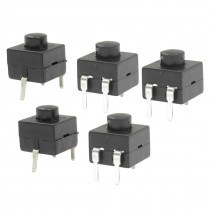 5 Pcs Vertical 3 Pin Latching Action Square Torch Push Button Switch Black