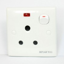 AC 250V 16A 3 Round Pin Single Gang Square Wall Panel Switch Outlet Plate White