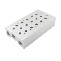 Pneumatic Silver Tone 5 Rows Alloy Solenoid Valve Base