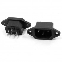 2 Pcs Replacing Panel Mounting IEC320 C14 Inlet 3P Black Power Socket 250VAC 10A