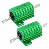25W 6 Ohm Green Aluminum Housed Wirewound Resistors 2 Pcs