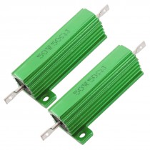 2 pcs Chassis Mounted 50W 50 Ohm 5% Aluminum Case Wirewound Resistors