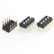 3 Pcs 2.54mm Pitch 4 Position IC Type DIP Switch Black Auces