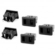 AC 125V 12A 2 Terminals US 2 Pin Power Socket Connector Black 5 Pcs