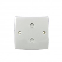6P 4C RJ11 Telephone 2 Gang Outlet Socket Wall Plate