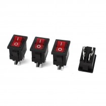 AC 250V 6A 125V 10A Red Lamp DPST on Off 4pin Snap in Rocker Boat Switch 4pcs