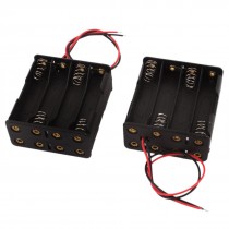 2 Pcs Black 8 x 1.5V AAA Battery Batteries Holder Storage Case w Leads Wire