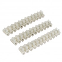 3 Pcs White Plastic 12 Way Dual Row Terminal Blocks Connector Strip 500V 60A