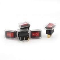 5pcs AC 125V 10A 250V 6A SPST on Off 3 Pins Waterproof Rocker Switch