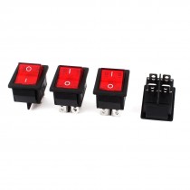 AC 250V 15A 125V 20A Red Lamp DPST on Off 4pin Snap in Rocker Boat Switch 4pcs