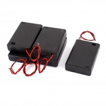 5 Pcs 3 x 1 5V AA Battery Box Case Holder with Cover Switch 6" Lead Black