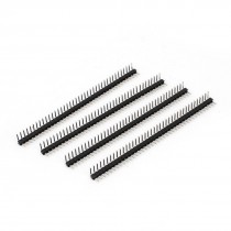 4 Pcs 2mm Spacing 40P Right Angle Male PCB Pin Header Silver Tone