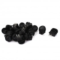 AC 250V 6A 125V 10A 2 Pins SPST on Off Snap in Rocker Switch Black 20pcs