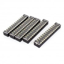 TB-1512 600V 15A 12 Position Dual Rows Covered Barrier Screw Terminal Block 5pcs