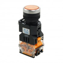 Orange Sign Momentary Push Button Switch w 220V Lamp Light 1 NO 1 NC 10A 660V AC