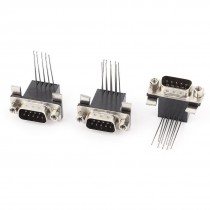 3pcs 9pin DB9 Male Right Angle D Sub DIP PCB Mount Plug Connector Adapter