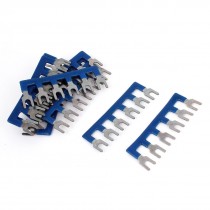 10 Pcs TB2506 Blue 6 Positions Pre Insulated Fork Terminal Strip Block 400V 10A