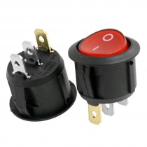 AC 6A/250V 10A/125V Red Light ON-OFF SPST Snap in Round Boat Rocker Switch 2pcs