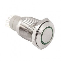 16mm Self Locking 12V Green Pilot Led Stainless Push Button Switch AC 250V 3A