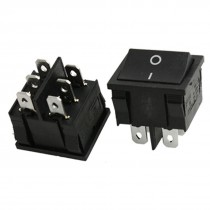 2 Pcs AC 6A/250V 10A/125V 6 Pin DPDT ON/ON 2 Position Snap in Boat Rocker Switch