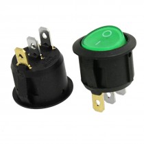 10 x Green Light Illuminated ON-OFF SPST Round Rocker Switch 6A/250V 10A/125V AC