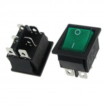 AC 16A/250V 20A/125V Green Light Illuminated DPDT ON/ON Boat Rocker Switch 5pcs