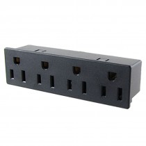 AC 125V 15A 4 Way Panle Mounting Black US Outlet Power Socket