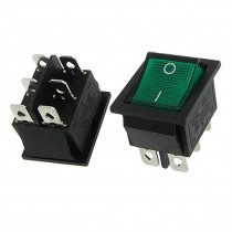 2 x AC 16A/250V 20A/125V Green Light DPDT ON/ON Snap In Boat Rocker Switch 6 Pin