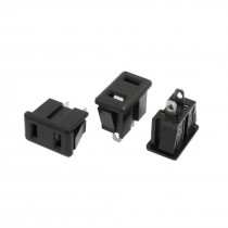 3 Pcs Black AC 250V 10A Flat 2 Pin Female Plug Power Socket