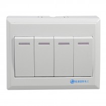 Four Gang Button Light Switch Wall Plate Panel AC 110-250V 10-16A